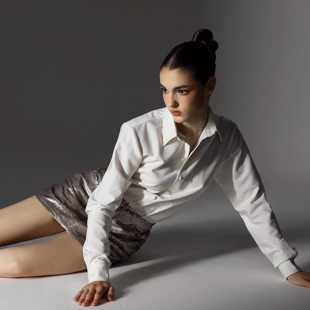 Naivete Straight Sequin Polycotton Mini Dress - MEAN BLVD