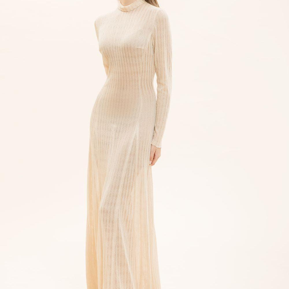 Naomi A-line Long Sleeved Knitted Fabric Floor Length Dress - MEAN BLVD