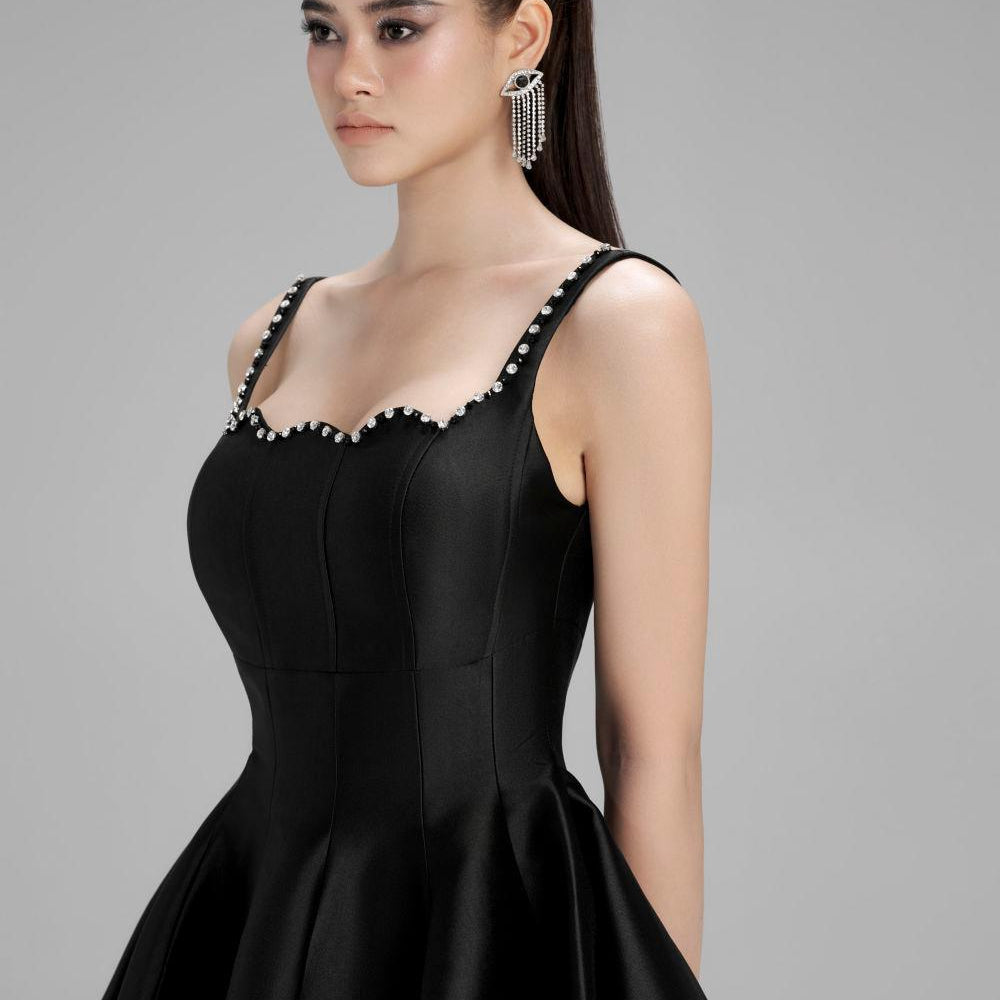 Naomi Fit and Flare Square Neck Taffeta Mini Dress - MEAN BLVD