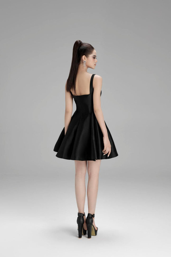 Naomi Fit and Flare Square Neck Taffeta Mini Dress - MEAN BLVD