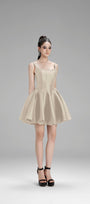 Naomi Fit and Flare Square Neck Taffeta Mini Dress - MEAN BLVD