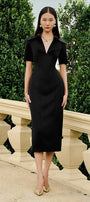 Naomi Sheath V-Neck Taffeta Midi Dress - MEAN BLVD