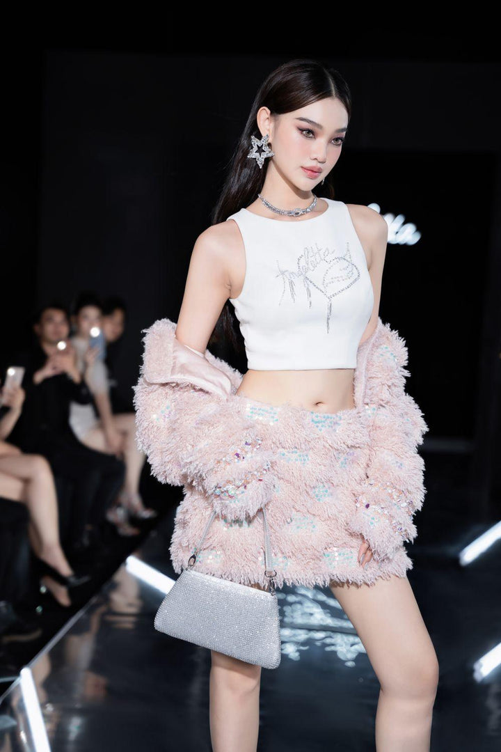 Narci A-line Sequin Faux Fur Mini Skirt - MEAN BLVD