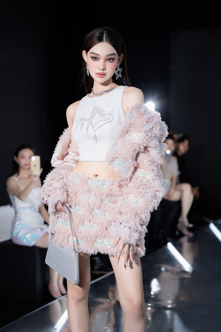 Narci A-line Sequin Faux Fur Mini Skirt - MEAN BLVD