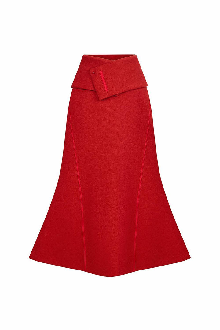 Narci Trumpet High Waist Cotton Blend Midi Skirt - MEAN BLVD