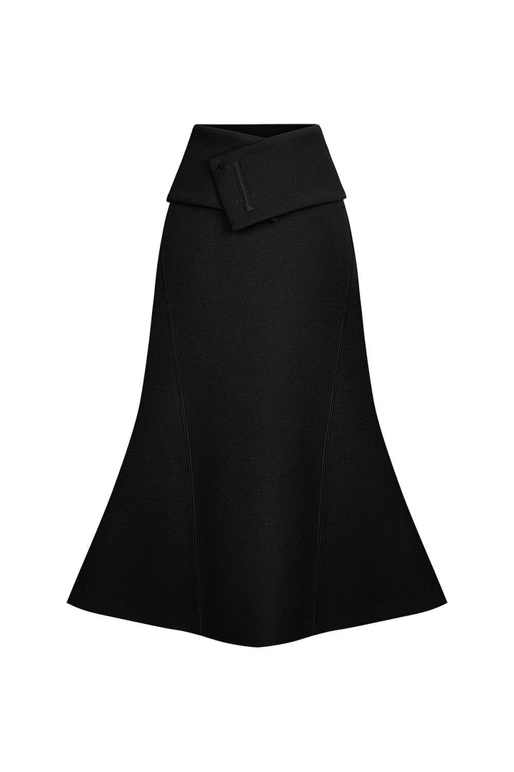 Narci Trumpet High Waist Cotton Blend Midi Skirt - MEAN BLVD