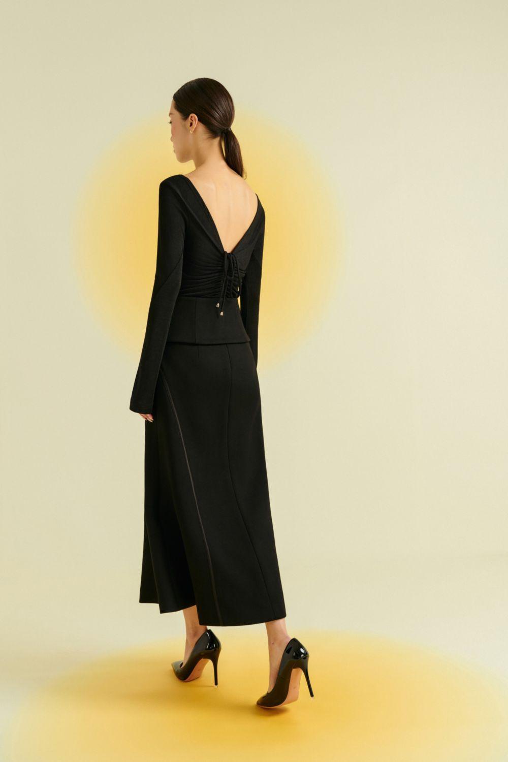 Narci Trumpet High Waist Cotton Blend Midi Skirt - MEAN BLVD