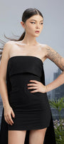 Narcissa Strapless Extended Flap Wool Cotton Mini Dress - MEAN BLVD