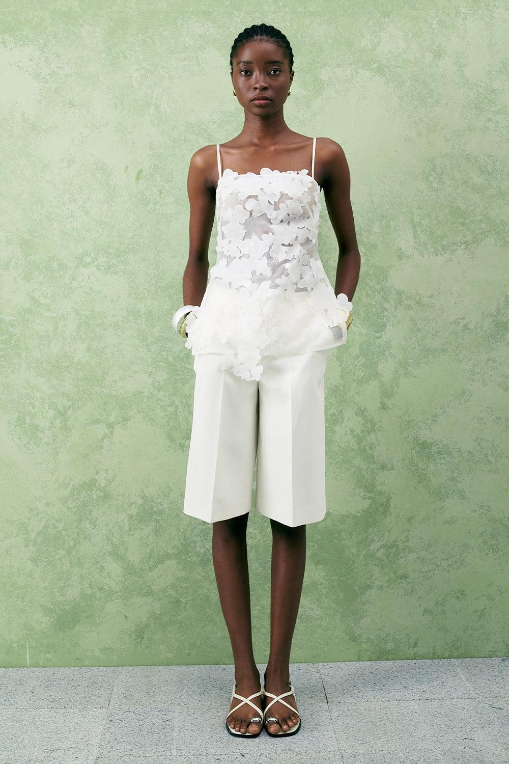 Narcissus Slit Spaghetti Strap Organza Top - MEAN BLVD