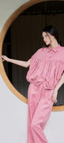 Nari Gathered Batwing Sleeved Linen Shirt - MEAN BLVD