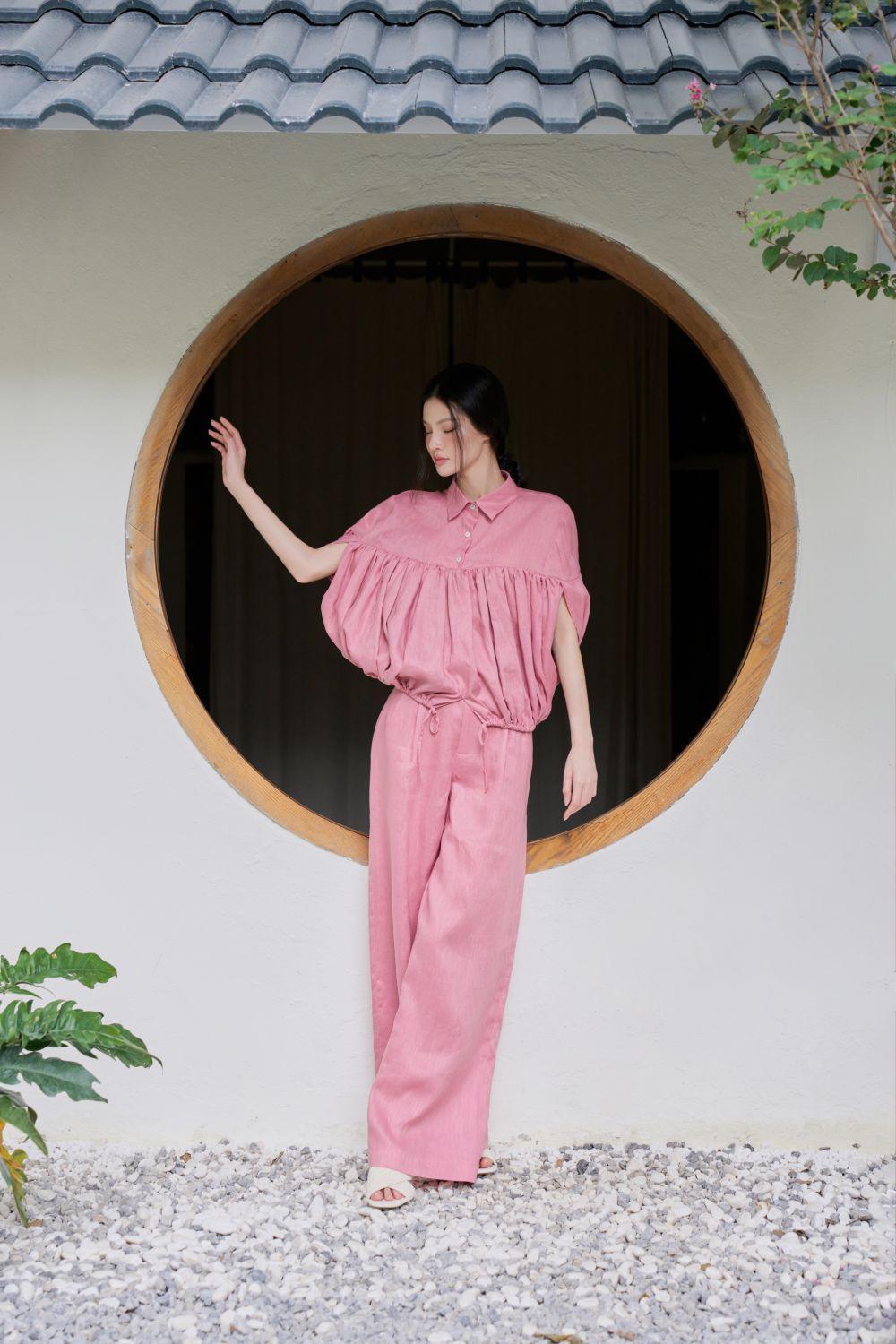Nari Gathered Batwing Sleeved Linen Shirt - MEAN BLVD