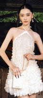 Nata Halter Ruffled Organza Mini Dress - MEAN BLVD