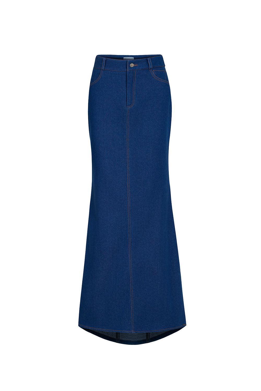 Natali Mermaid High Waist Cotton Denim Maxi Skirt - MEAN BLVD