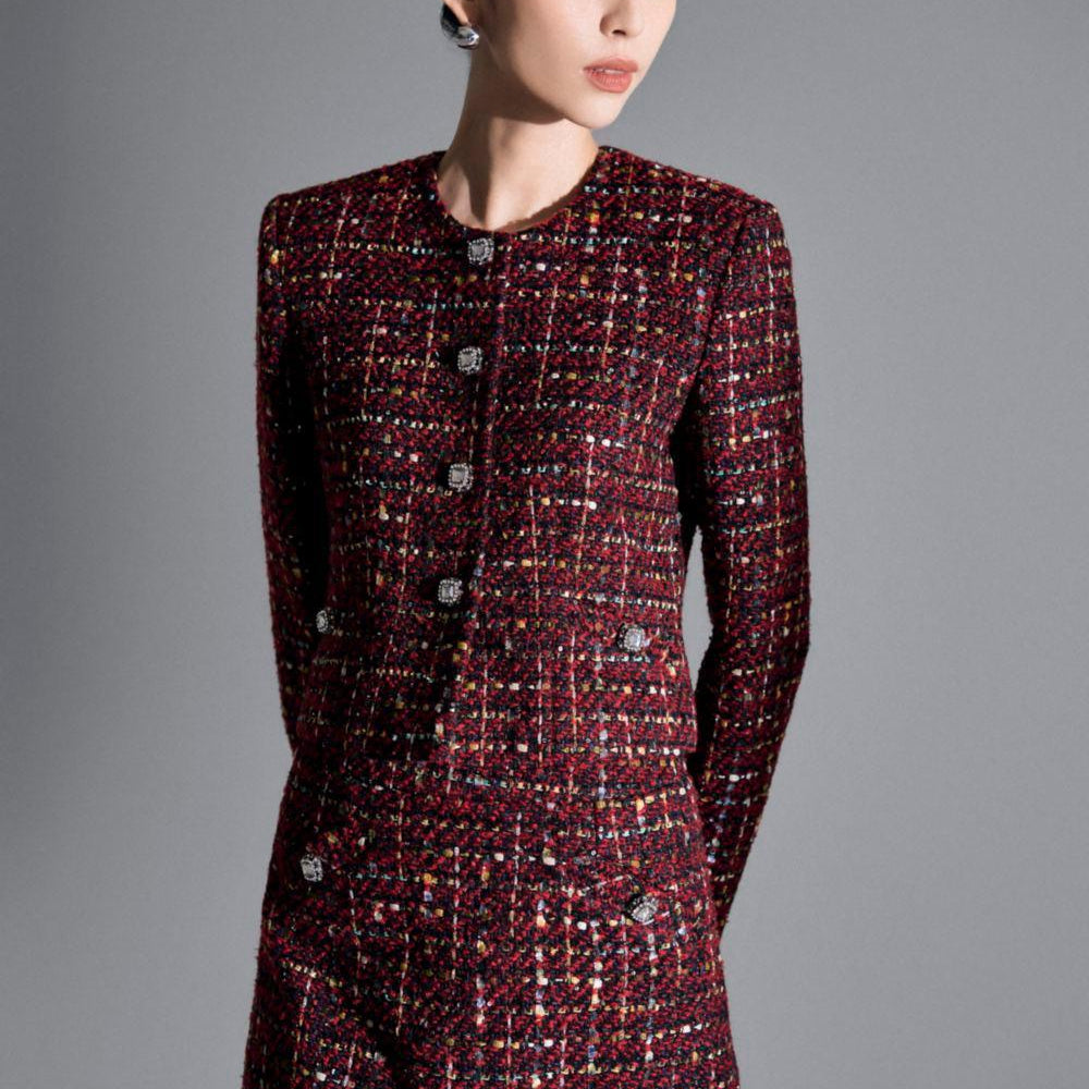 Natalie A-line Hidden Pocket Tweed Mini Skirt - MEAN BLVD