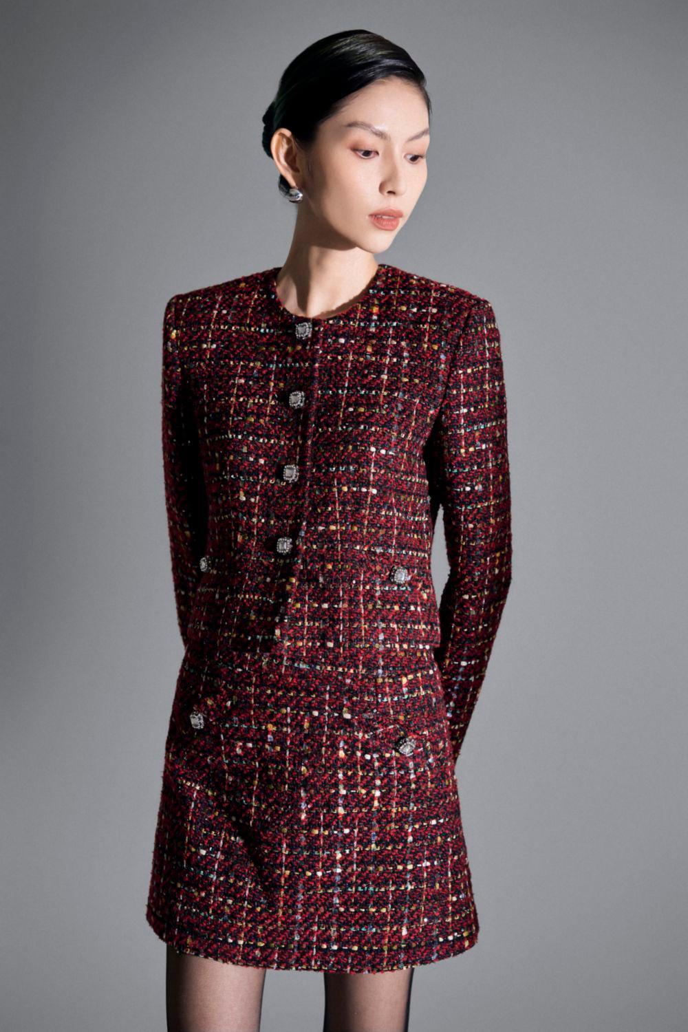 Natalie A-line Hidden Pocket Tweed Mini Skirt - MEAN BLVD