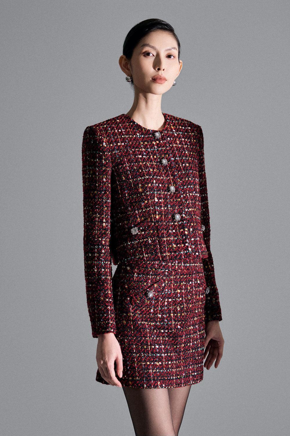 Natalie A-line Hidden Pocket Tweed Mini Skirt - MEAN BLVD