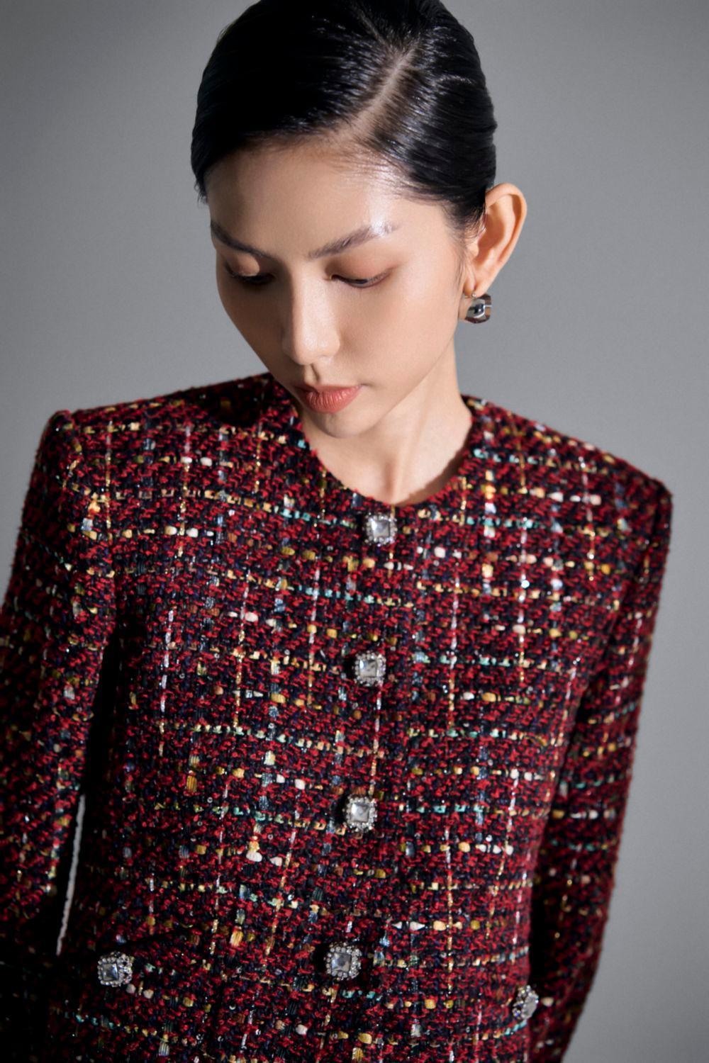 Natalie Cropped Round Neck Tweed Jacket - MEAN BLVD