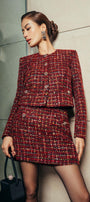 Natalie Cropped Round Neck Tweed Jacket - MEAN BLVD