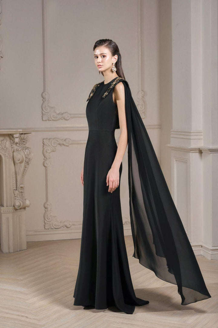 Natalie Sheath Sleeveless Taffeta Floor Length Dress - MEAN BLVD