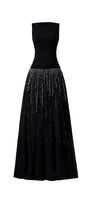 Nataly A-line Boat Neck Organza Crepe Floor Length Dress - MEAN BLVD
