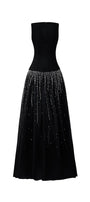 Nataly A-line Boat Neck Organza Crepe Floor Length Dress - MEAN BLVD