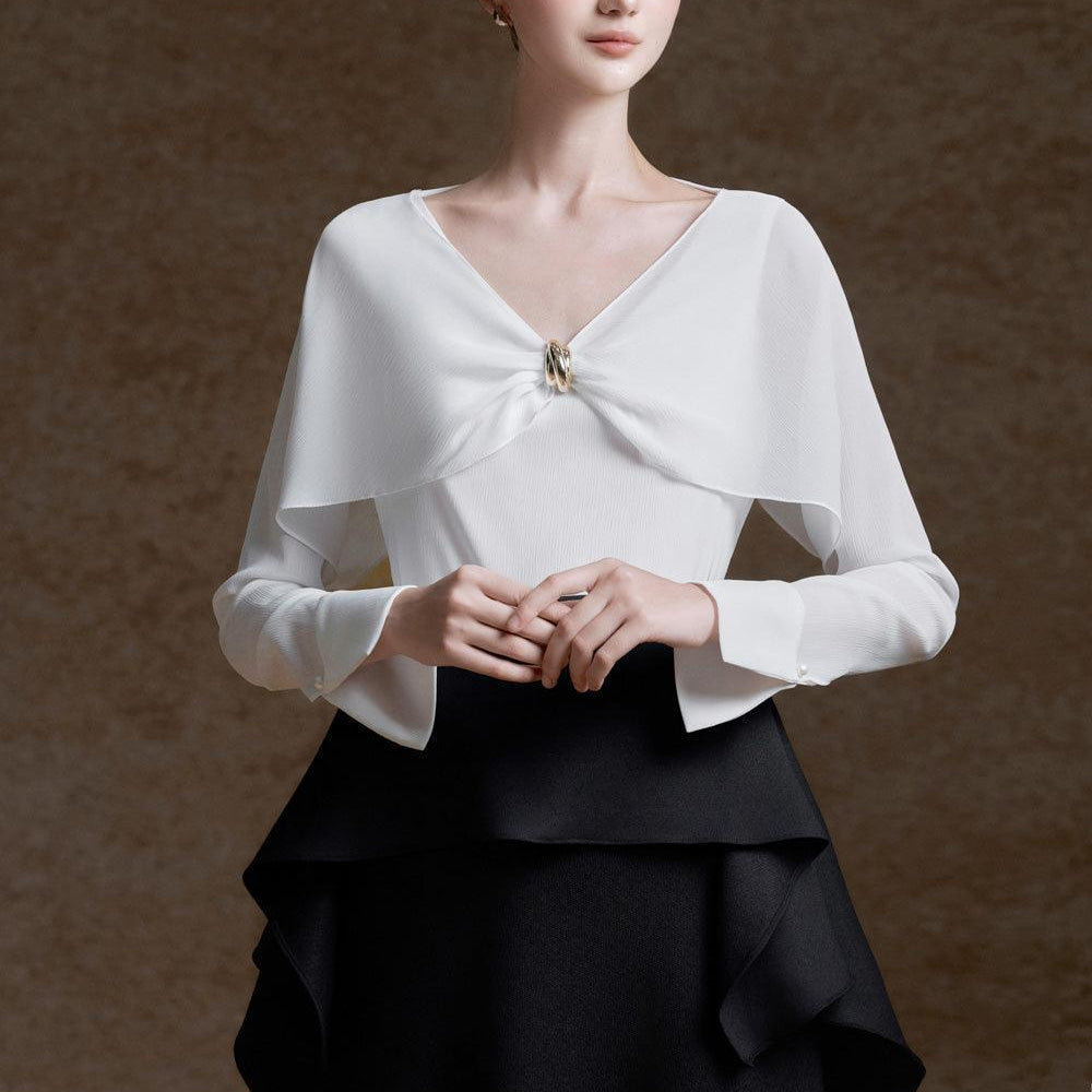 Navia Straight V-Neck Silk Crepe Top - MEAN BLVD