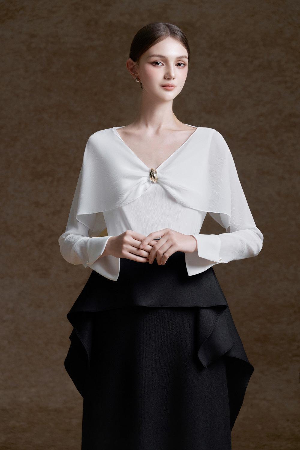 Navia Straight V-Neck Silk Crepe Top - MEAN BLVD