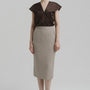 Naya Pencil Back Slit Polycotton Calf Length Skirt - MEAN BLVD