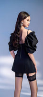 Nemia A-line Cold Shoulder Sleeved Taffeta Mini Dress - MEAN BLVD