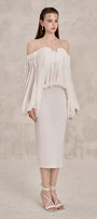 Nesta Blouson Batwing Sleeved Spandex Midi Dress - MEAN BLVD