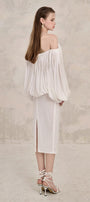 Nesta Blouson Batwing Sleeved Spandex Midi Dress - MEAN BLVD