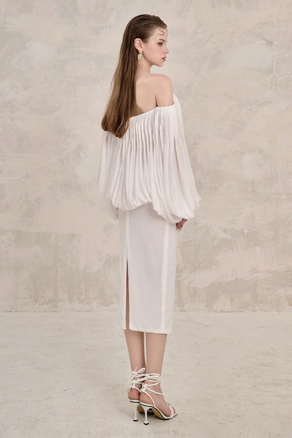 Nesta Blouson Batwing Sleeved Spandex Midi Dress - MEAN BLVD