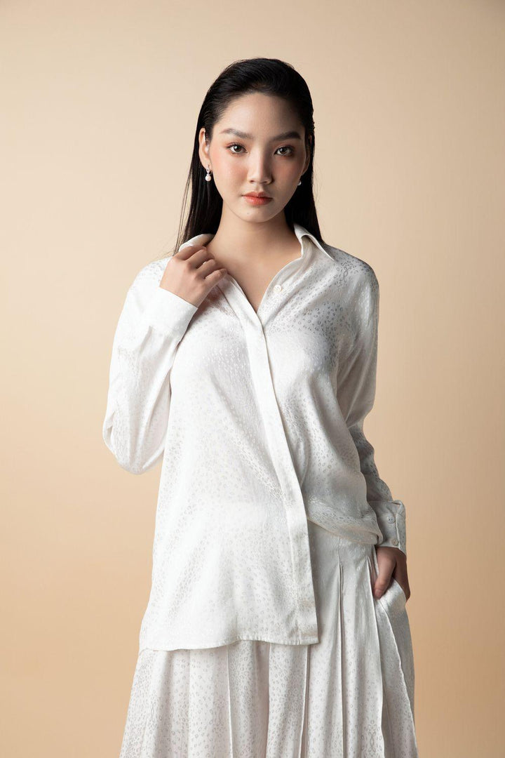 Neva Straight Shirt Collar Silk Top - MEAN BLVD