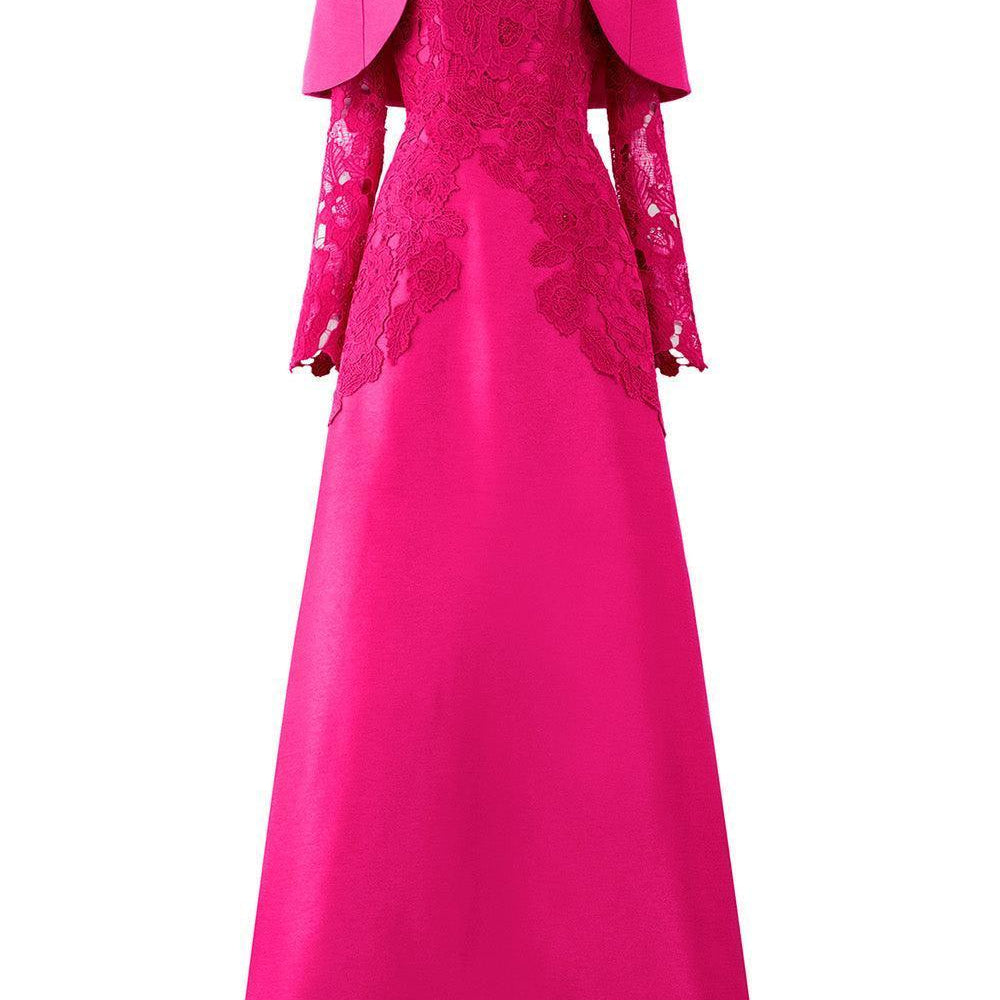 Nevaeh A-line Cape Shoulder Taffeta Floor Length Dress - MEAN BLVD