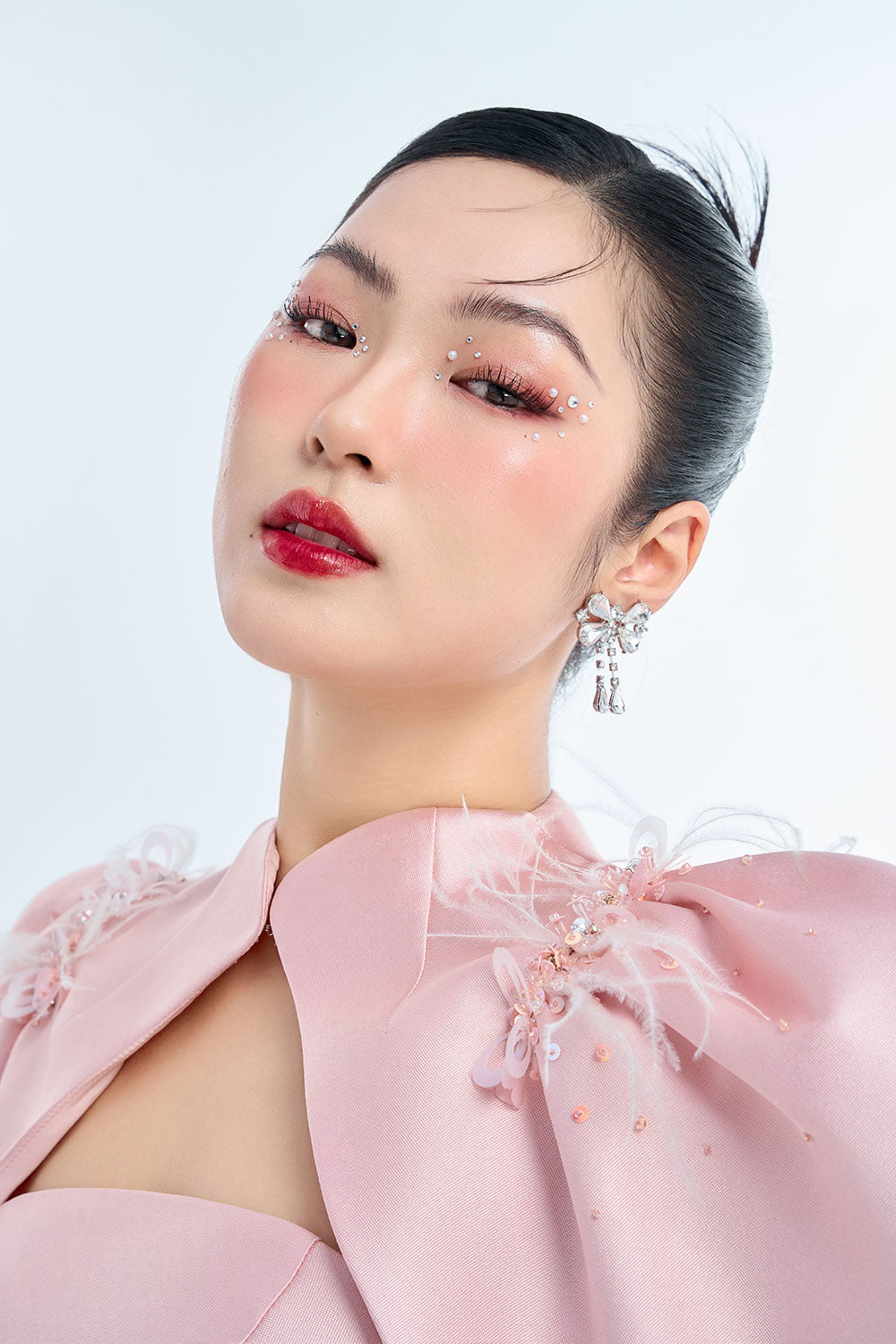 Hestia A-line Cape Shoulder Taffeta Floor Length Ao Dai Set