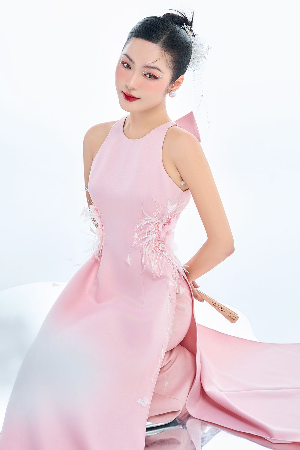 Artemis A-line Sleeveless Taffeta Floor Length Ao Dai Set