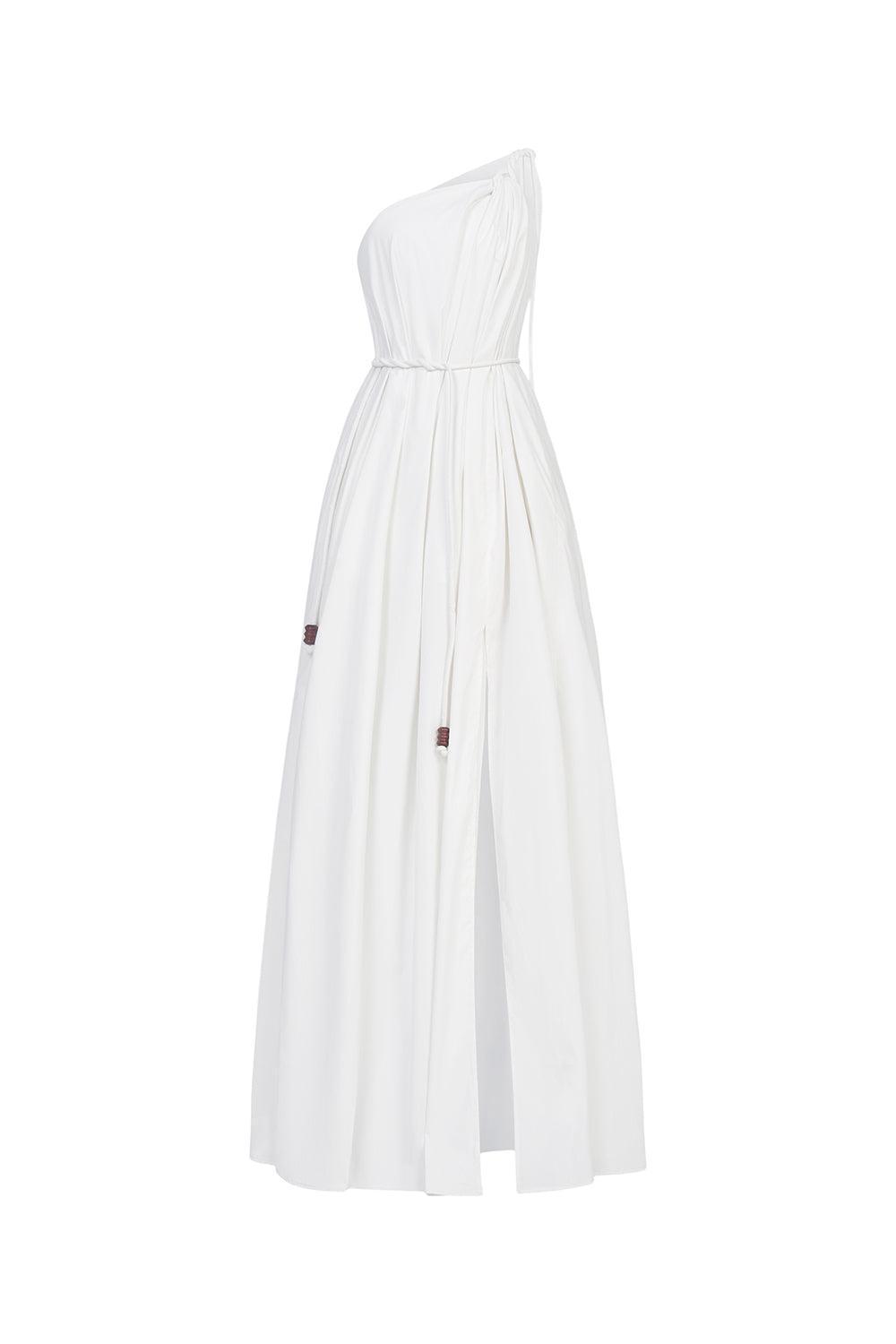 Nguyet Flared One Shoulder Poplin Floor Length Dress - MEAN BLVD