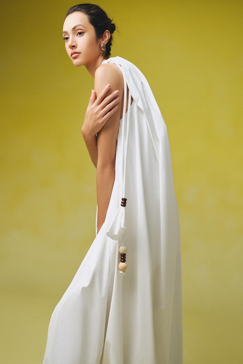 Nguyet Flared One Shoulder Poplin Floor Length Dress - MEAN BLVD