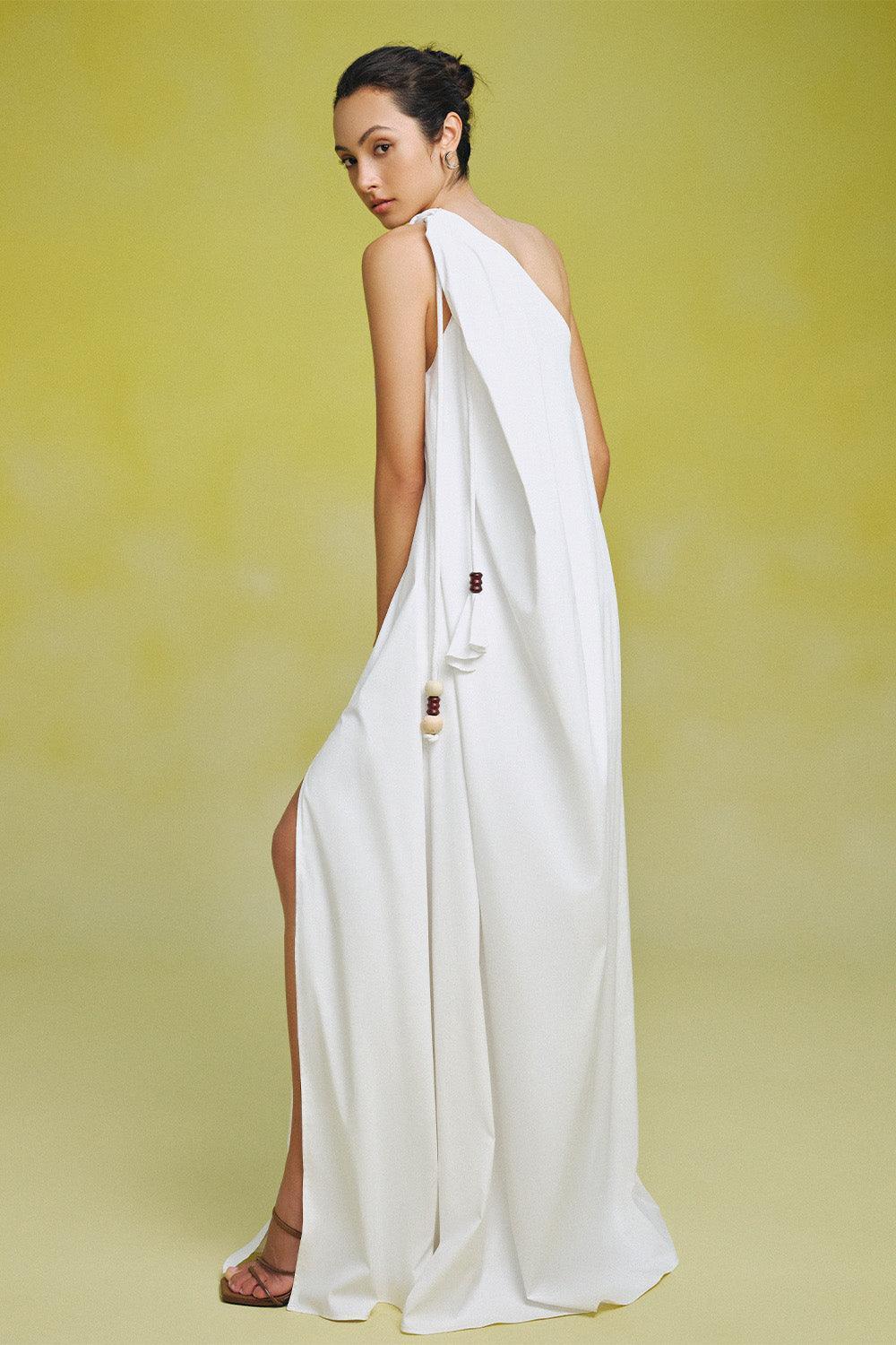 Nguyet Flared One Shoulder Poplin Floor Length Dress - MEAN BLVD