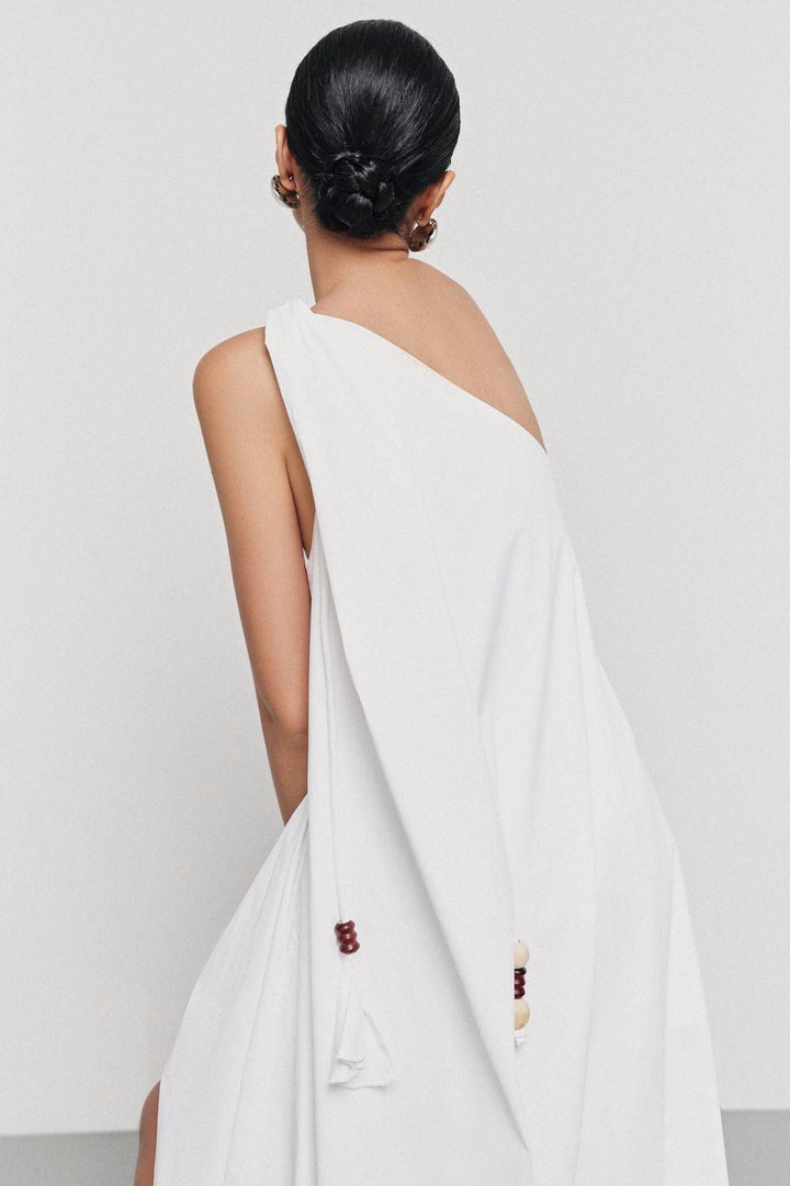 Nguyet Flared One Shoulder Poplin Floor Length Dress - MEAN BLVD