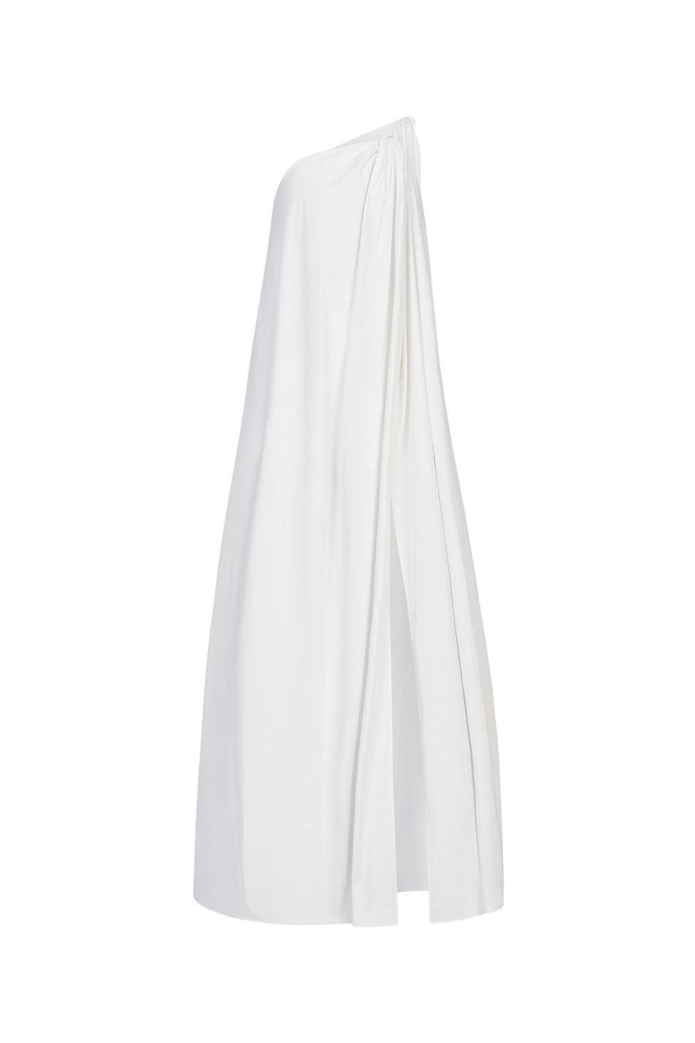 Nguyet Flared One Shoulder Poplin Floor Length Dress - MEAN BLVD