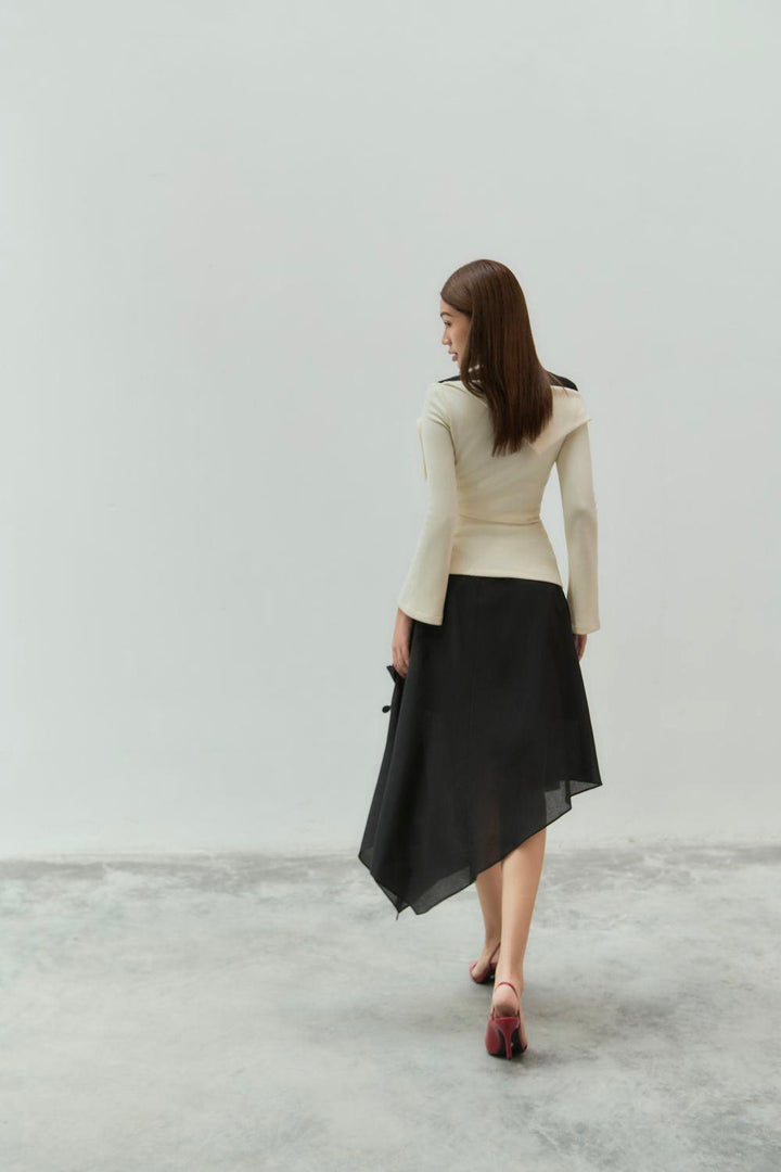 Nhan Asymmetric High Waist Cotton Lawn Midi Skirt - MEAN BLVD