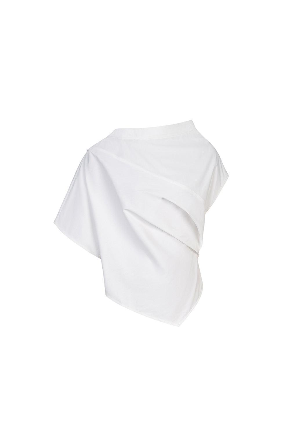 Nhat Asymmetric Pleated Poplin Top - MEAN BLVD