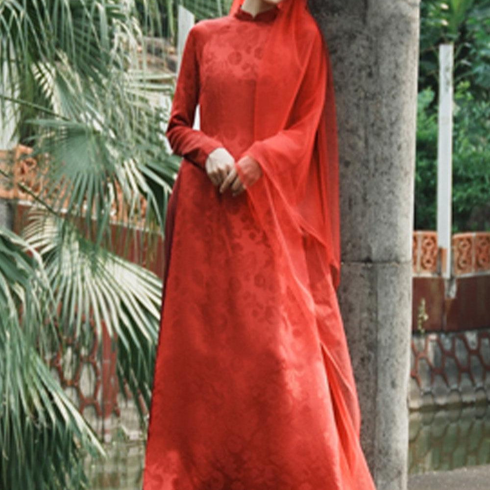 Nhu Chau A-line Mandarin Neck Mulberry Silk Floor Length Ao Dai - MEAN BLVD