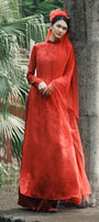 Nhu Chau A-line Mandarin Neck Mulberry Silk Floor Length Ao Dai - MEAN BLVD