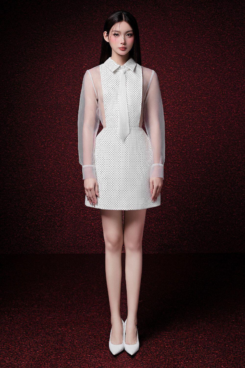 Nia A-line Cuff Sleeved Leather Mini Dress - MEAN BLVD