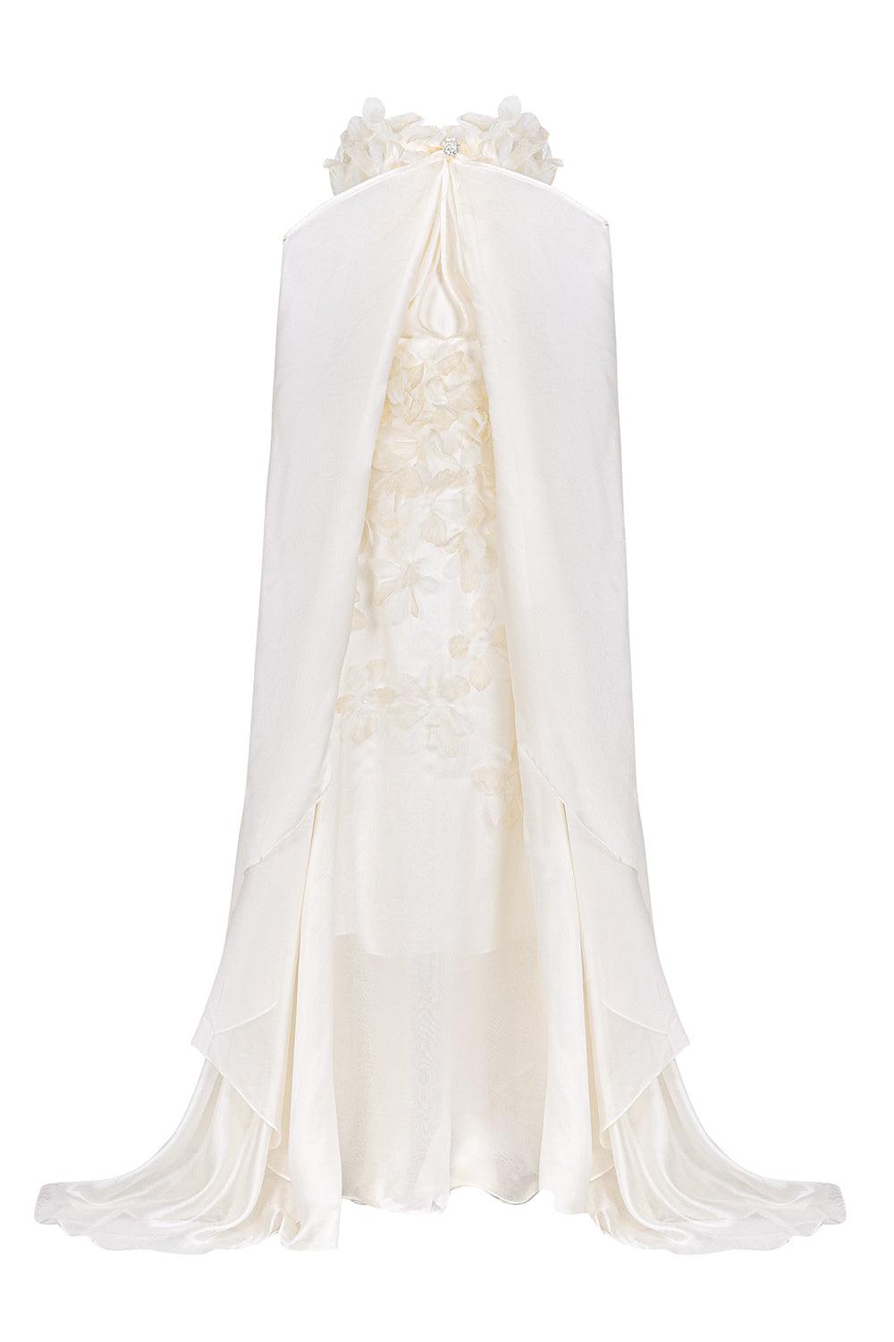 A-line Chiffon Dress with Diamond Neck Cape Dusk main image 1