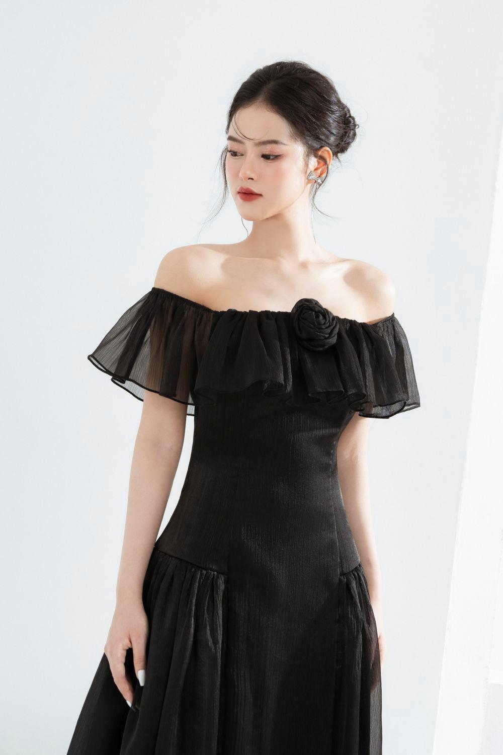 Nikita A-line Square Neck Chiffon Midi Dress - MEAN BLVD