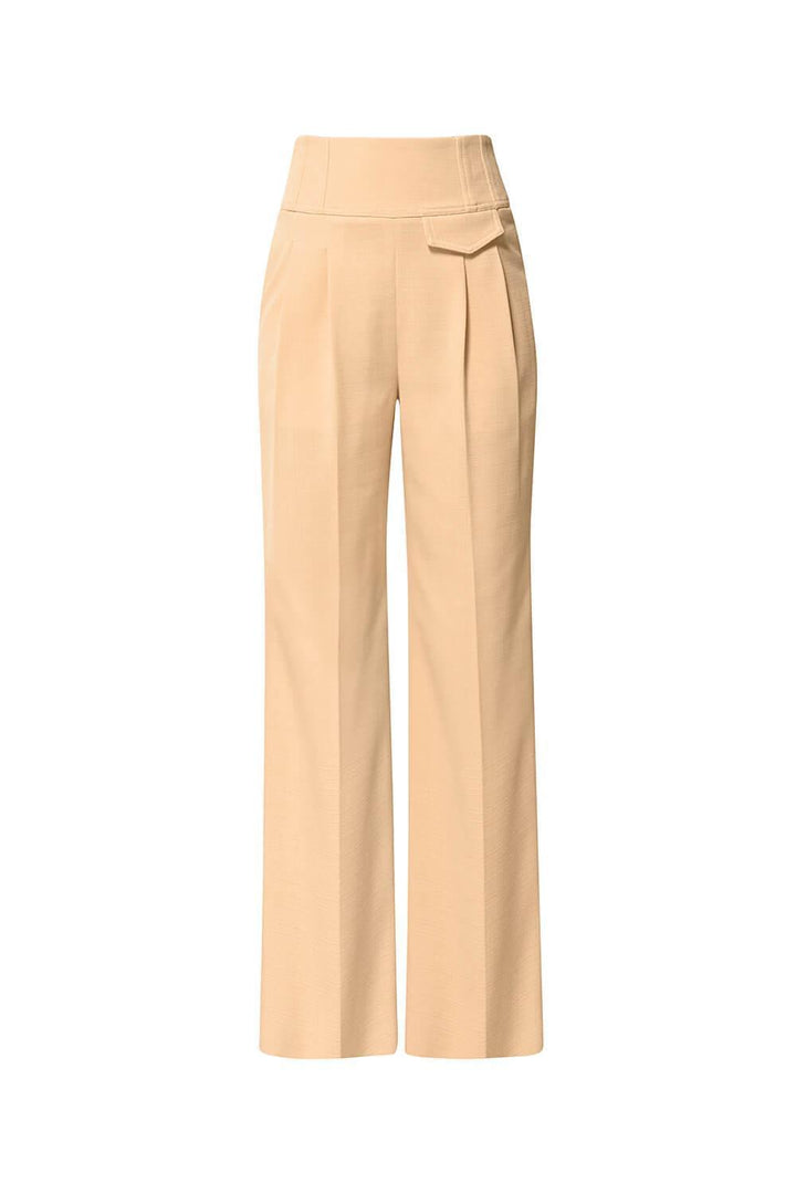 Nilah Straight High Waist Wool Cotton Pants - MEAN BLVD