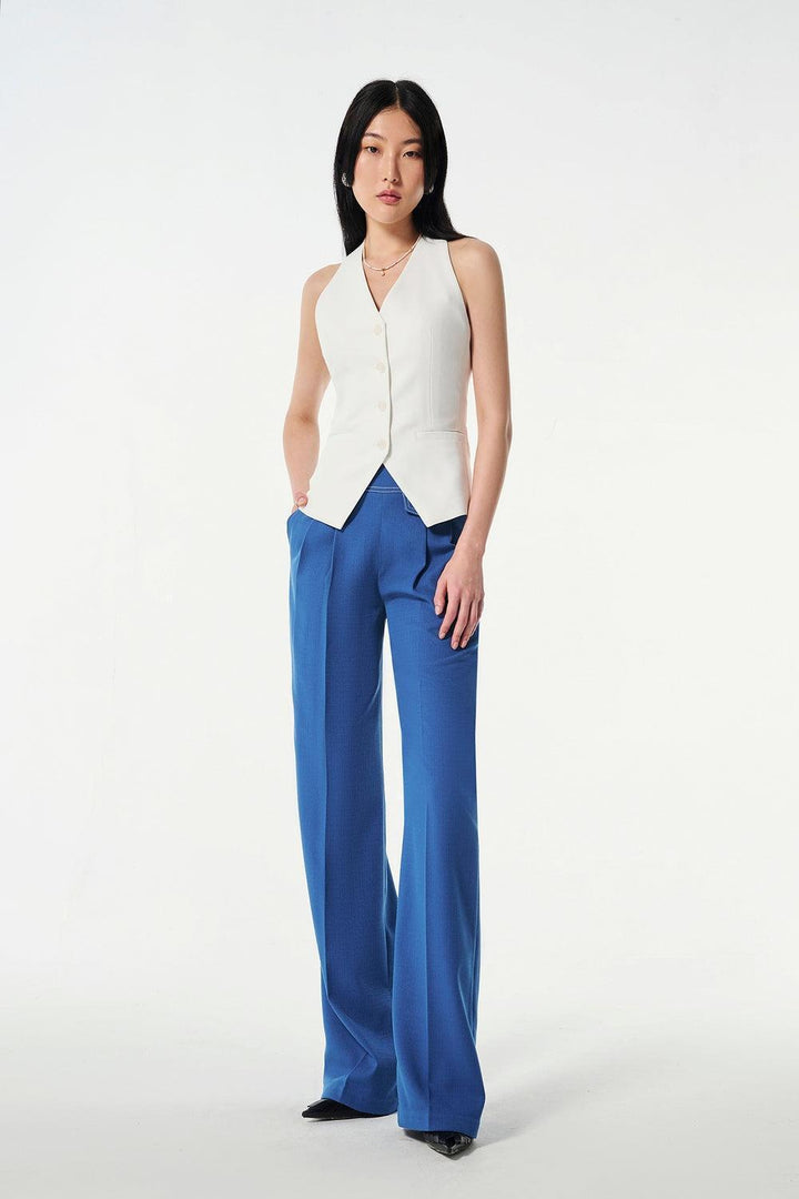 Nilah Straight High Waist Wool Cotton Pants - MEAN BLVD